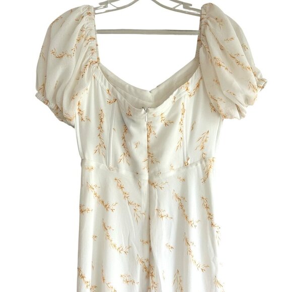 SABO STITCH Short Puff Sleeve Long Ivory Summer Maxi Dress Size US S - Picture 3 of 11